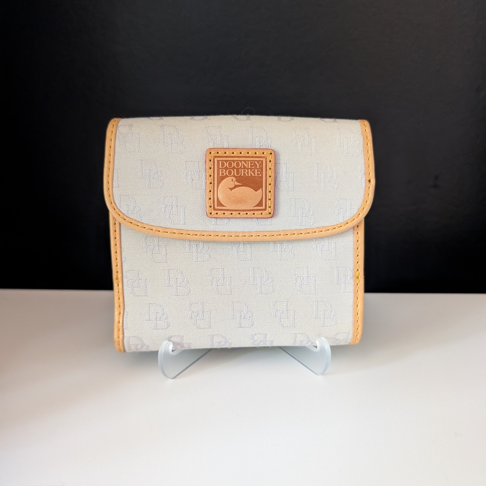 Dooney & Bourke Signature DB Monogram Jacquard Bifold Wallet Y2K